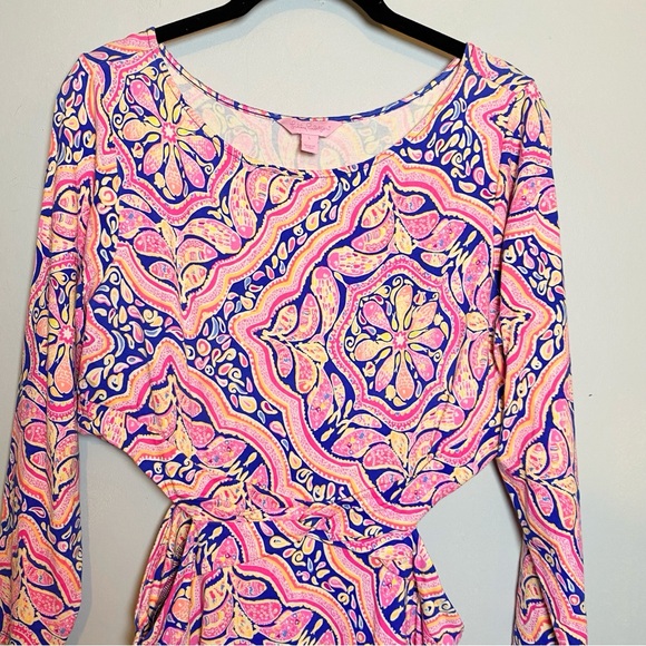 Lilly Pulitzer Pippa Cut Out Can't Resist Print Stretch Fitted Dress size L - Picture 4 of 13